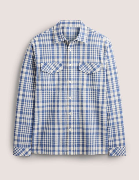 Casual Cotton Check Shirt - Blue Check | Boden US