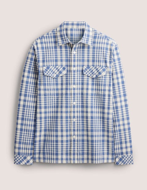 Casual Cotton Check Shirt Blue Men Boden