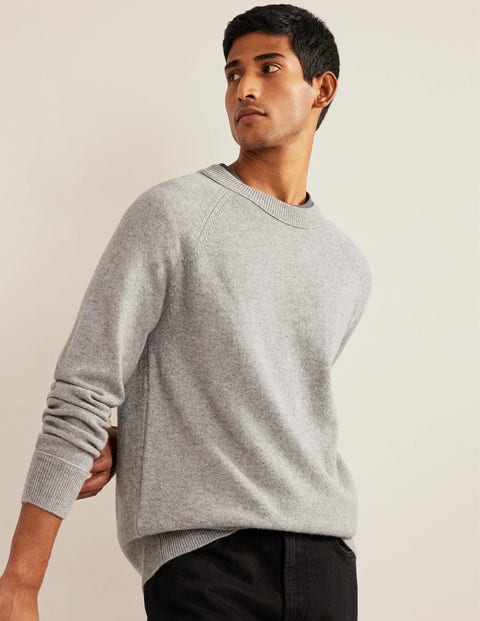 Raglan Crew Neck Sweater - Light Grey Melange | Boden US