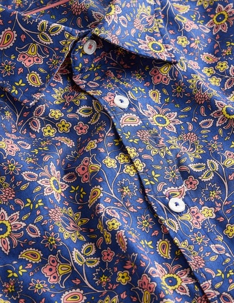 Cutaway Collar Twill Shirt - Peach Paisley Floral | Boden UK
