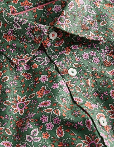 Cutaway Collar Twill Shirt - Broad Bean Paisley Floral | Boden US