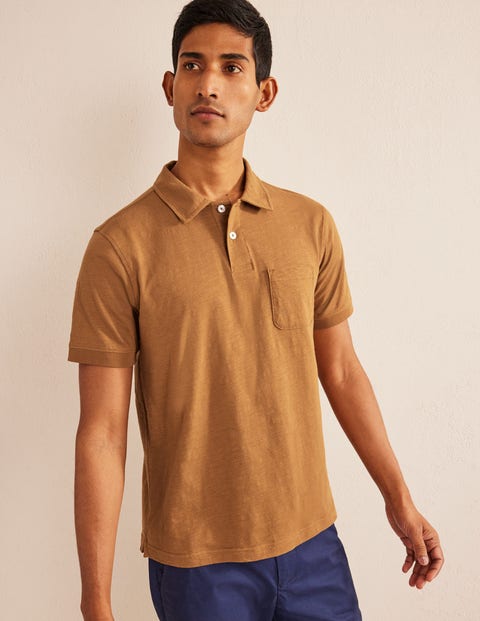 Slub Jersey Short Sleeve Polo - Teddy Bear Brown