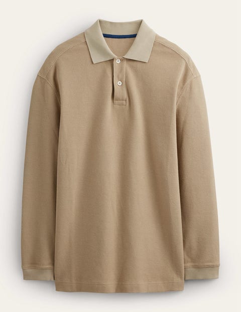 Relaxed Long Sleeve Polo Ivory Men Boden