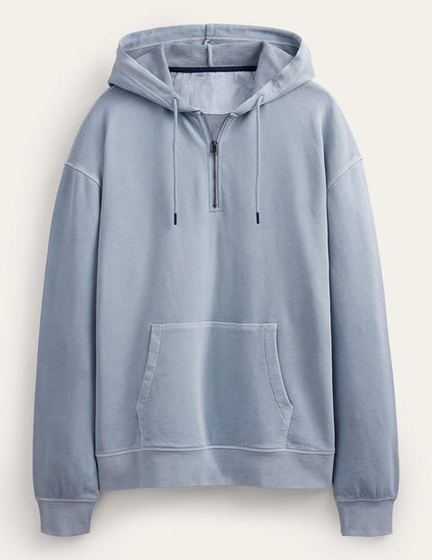 Garment Dye Half Zip Hoodie Blue Men Boden