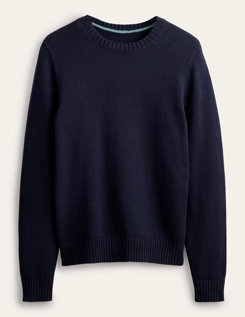 Chunky Cotton Cashmere Crew Navy Men Boden