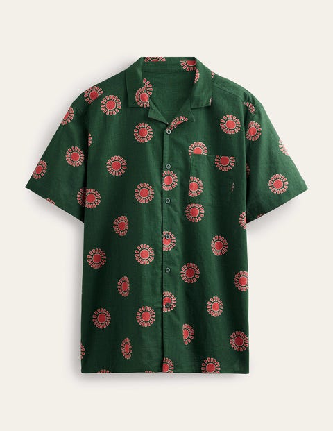 Textured Revere Collar Shirt - Palm Leaf Sun Print | Boden UK