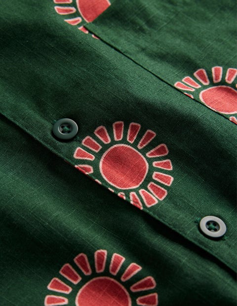 Textured Revere Collar Shirt - Palm Leaf Sun Print | Boden UK