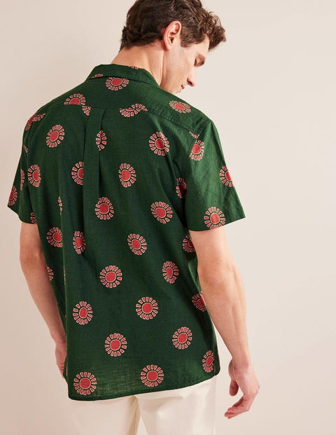 Textured Revere Collar Shirt - Palm Leaf Sun Print | Boden UK