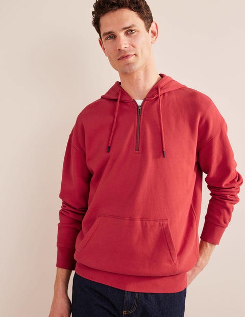 Garment Dye Half Zip Hoodie - Pompeian Red | Boden EU