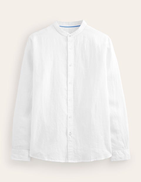 Grandad Collar Linen Shirt White Men Boden