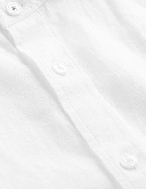 Grandad Collar Linen Shirt - White | Boden UK