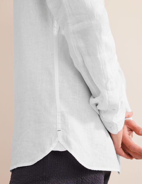 Grandad Collar Linen Shirt - White | Boden UK