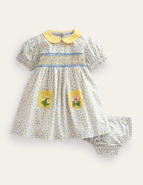 Smocked Nostalgic Dress Blue Girls Boden