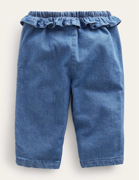 Toddler Ruffle Bottom Ruffle Woven Bottoms - Mid Chambray | Boden UK