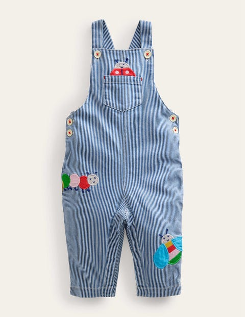 Woven Applique Dungaree Blue Girls Boden