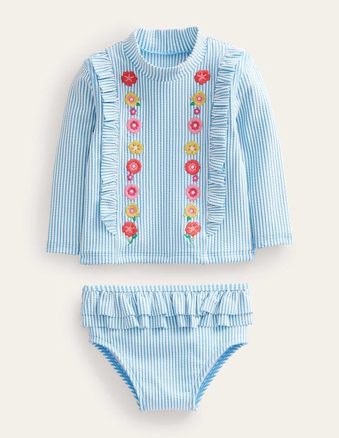 Frilly Rash Vest Set Blue Girls Boden