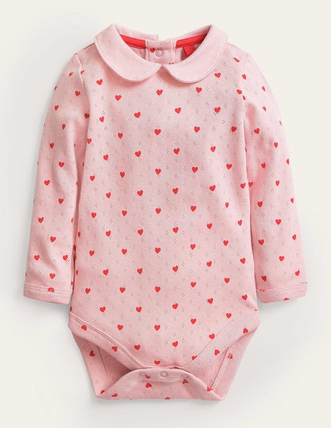 Pointelle Collared Body - Boto Pink Tiny Hearts | Boden US