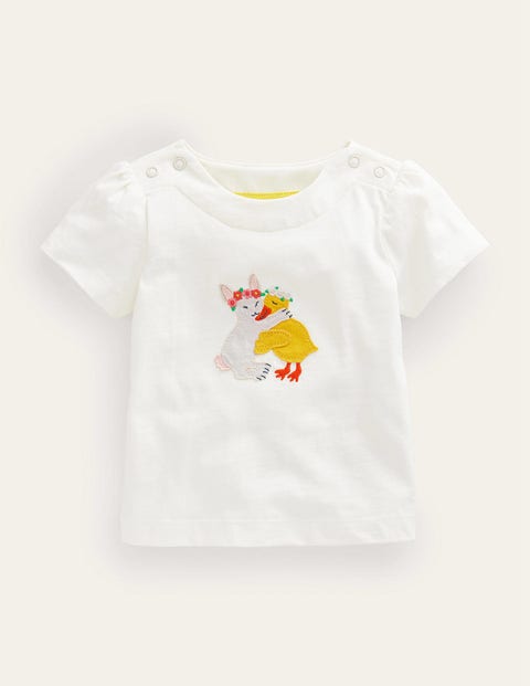 Sweet Applique Tee Ivory Baby Boden