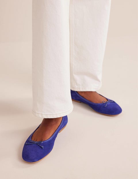 Kitty Flexi Sole Ballet Pumps - Lapis Blue Suede | Boden UK