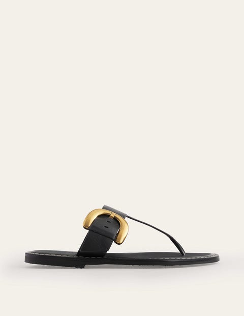 Buckled Toe-Post Sandals Black Women Boden