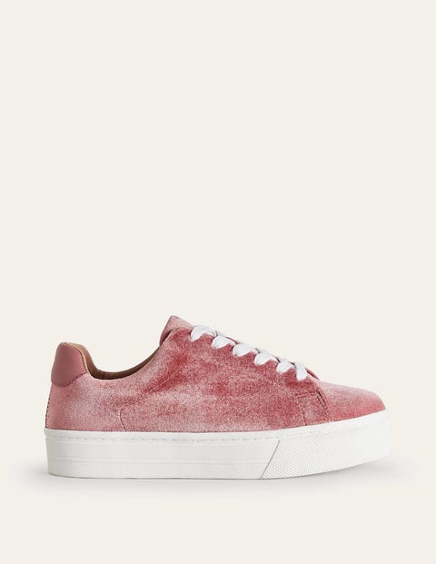 Shop Boden Velvet Flatform Trainer Dusty Rose Velvet Women