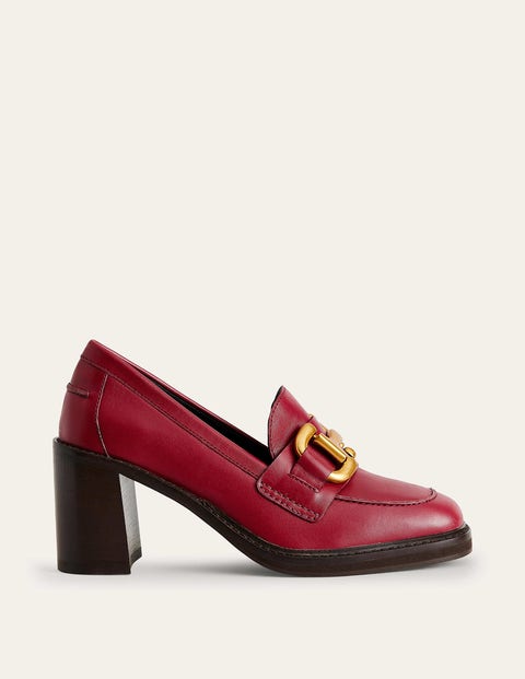 Boden Iris Snaffle Heeled Loafers Dark Red Leather Women