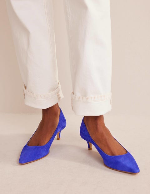 Lara Low-Heeled Court Shoes Blue Women Boden, Blue