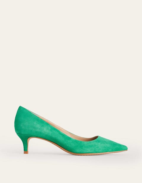 Boden Lara Low-heeled Court Shoes Meadow Green Suede Women