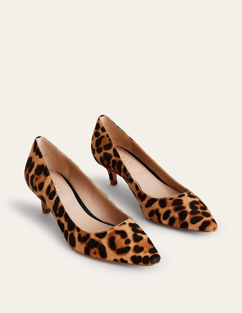 Lara Low-Heeled Court Shoes - Leopard Pony | Boden US