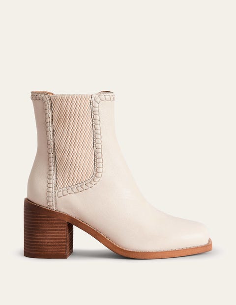 Boden Block-heel Chelsea Boots Ecru Tumbled Leather Women