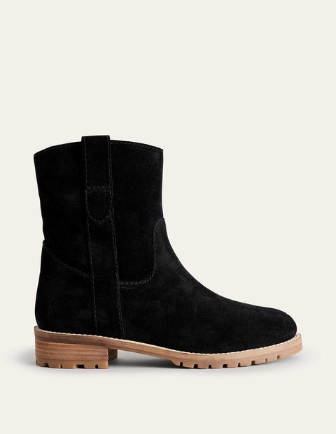 Western Suede Ankle Boots - Black Suede | Boden EU