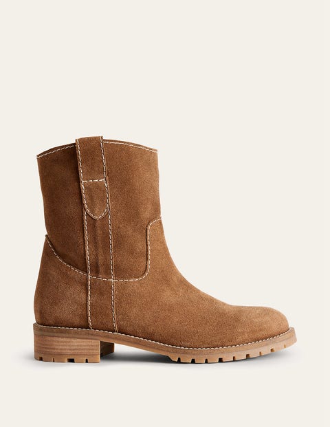 Western Suede Ankle Boots Tan Women Boden