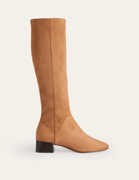 Cara Flat Stretch Knee Boots Natural Women Boden