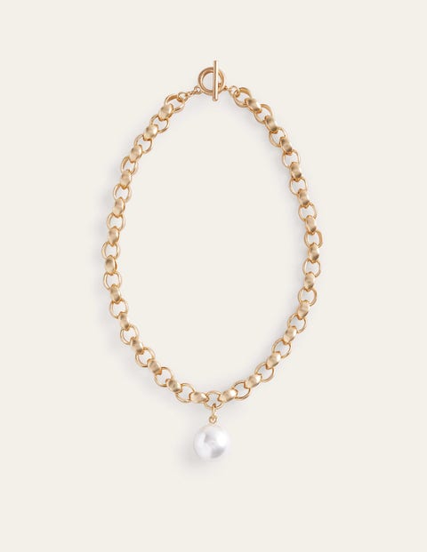 Chunky Chain Pearl Necklace Gold Women Boden