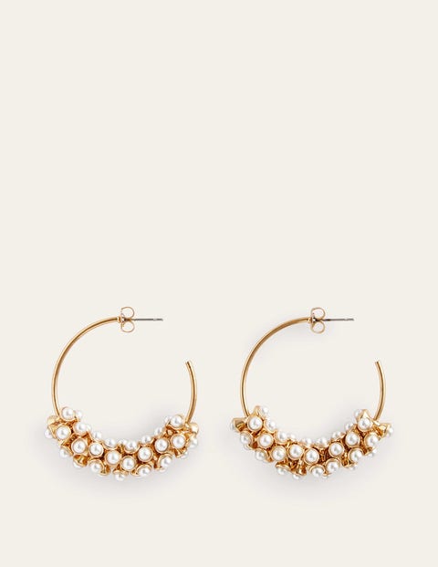 Cluster Pearl Hoop Earrings Gold Women Boden