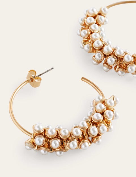 Pearl cluster hoop earrings Clearance