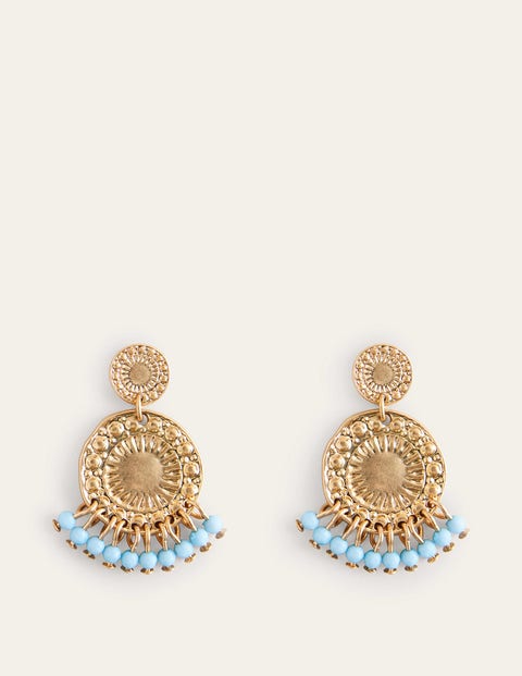 Beaded Coin Earrings Blue Women Boden