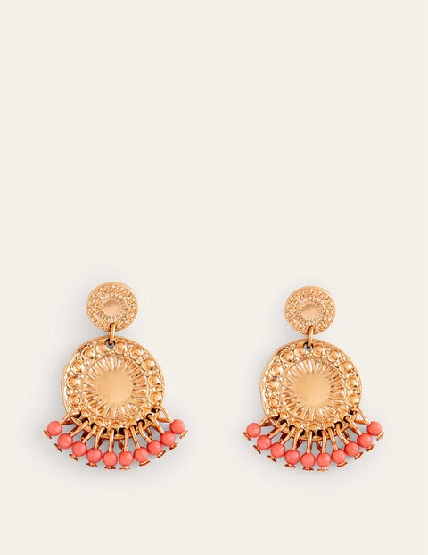 Beaded Coin Earrings - Pink | Boden US