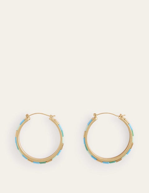 Beaded Hoop Earrings - Green | Boden US