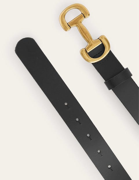 Snaffle-Trim Leather Belt - Black | Boden US