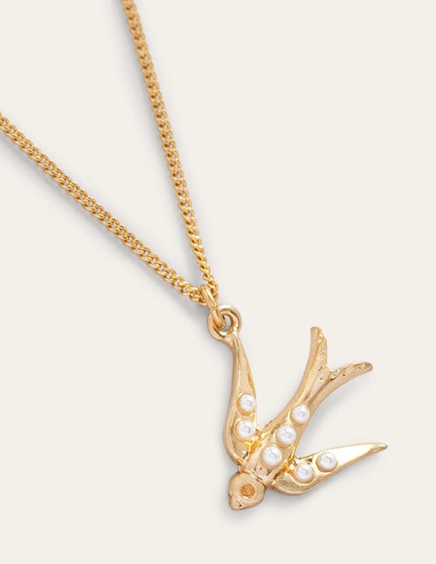 Pendentif Hirondelle En étain Anglais - Fait Main - Sur Cordon Ciré 61 Cm - Dans Une Pochette Velours - Cadeau Unique