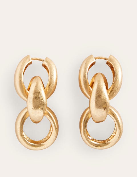 Chunky Chain-Link Earrings - Gold