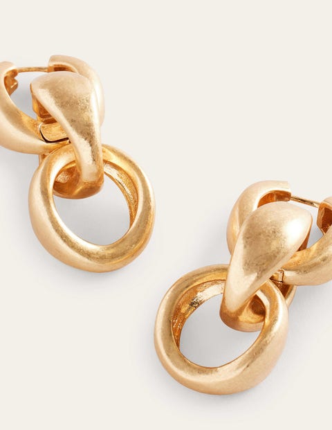 Chunky Chain-Link Earrings - Gold