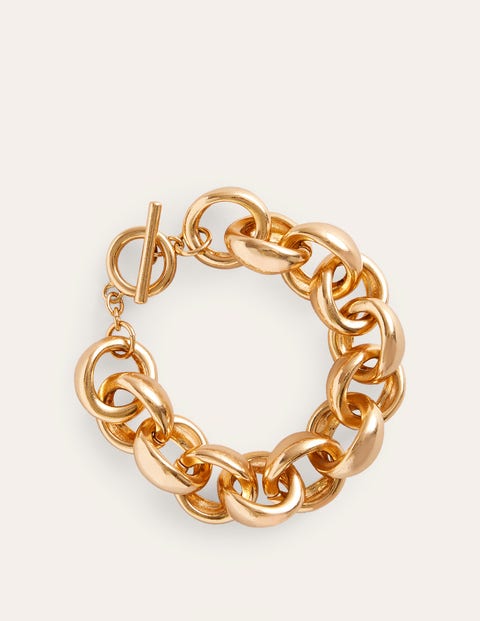 Hammered Flat Chain Bracelet  Gold  Boden UK