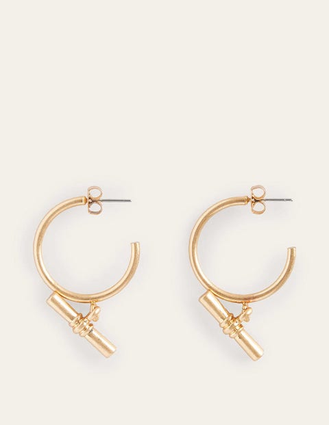 T-Bar Hoop Earrings Gold Women Boden