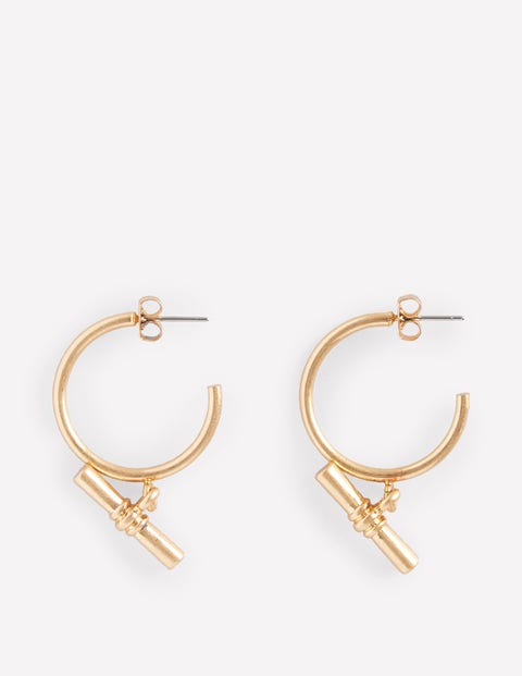 T-Bar Hoop Earrings Gold Women Boden