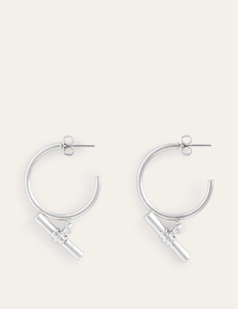 T-Bar Hoop Earrings Metallic Women Boden