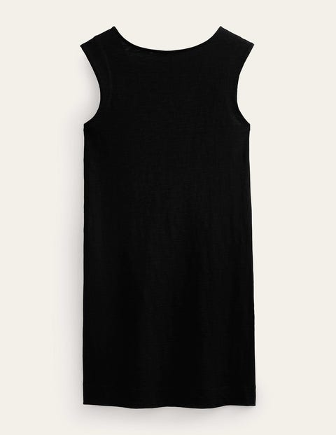 Boden Printed Sleeveless Cotton Jersey Dress in Black