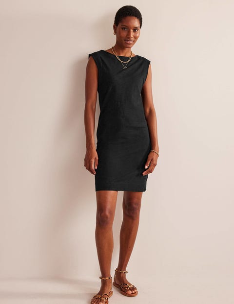 Boden Printed Sleeveless Cotton Jersey Dress in Black
