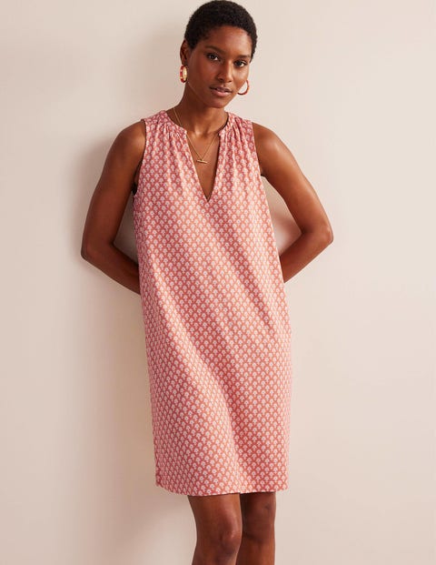 Notch-Neck Jersey Dress - Persimmon, Daisy Pome | Boden US